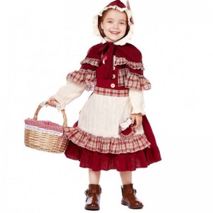 Hot Children\'s Stage Show Lolita Soft Girl Style Lace Dress with Cloak Little Red Riding Hood Costys