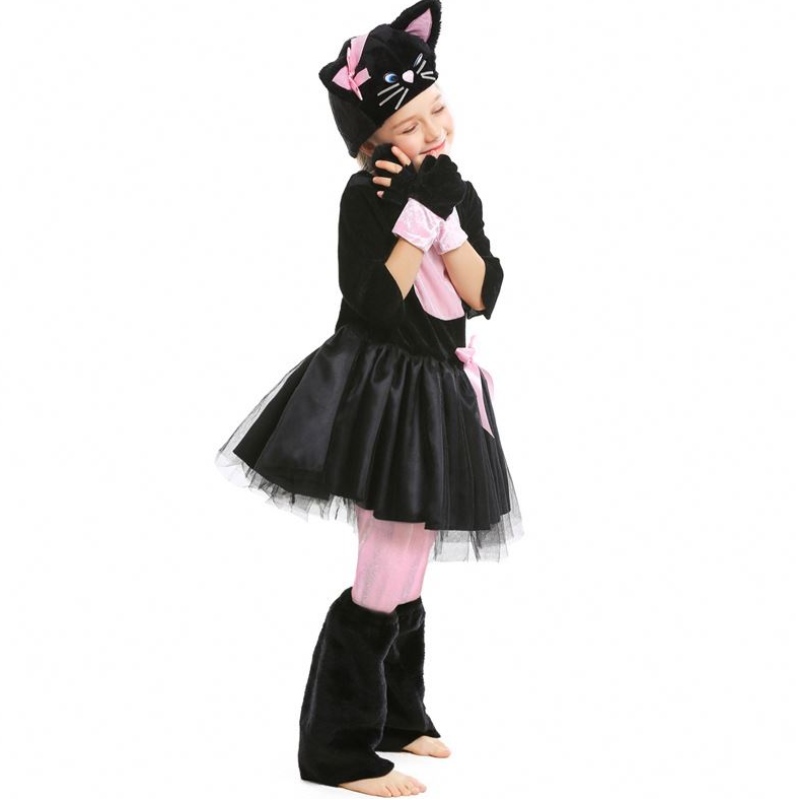 Dívčí kostým Kitty Halloween oblékněte kostým Black Cat pro děti 4-12Y DGHC-069