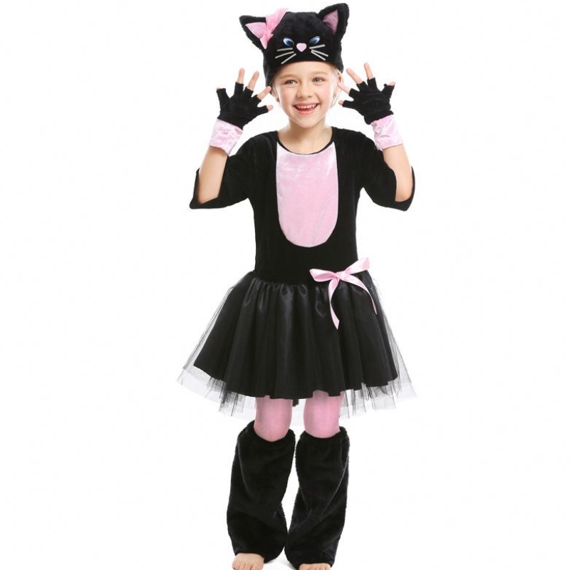 Dívčí kostým Kitty Halloween oblékněte kostým Black Cat pro děti 4-12Y DGHC-069