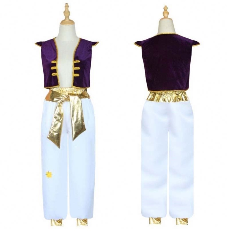 Halloween Aladdin Magic Lamp Cosplay obleky čepice rukávy vesta aladdin princ kostým s kalhotami hcal-010