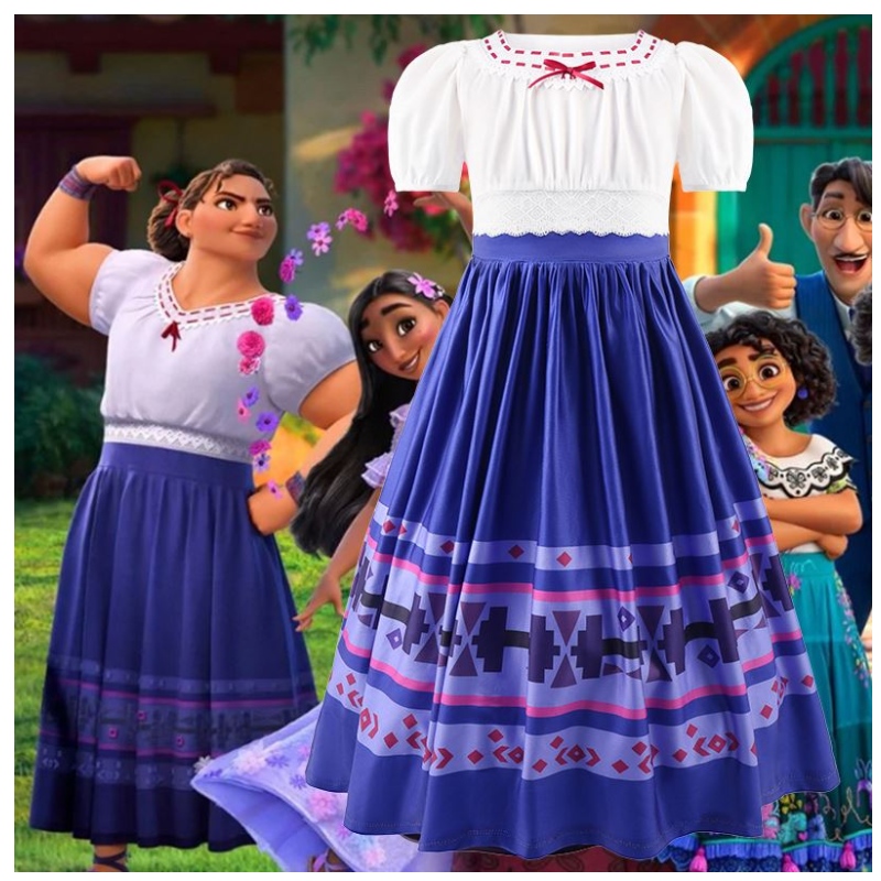 Baige Children Fancy Girls Luisa Movie Costýty Princezna šaty halloween cosplay karneval kostým děti encanto šaty