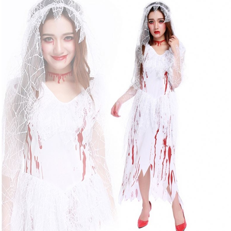 Halloweenské kostýmy žen Horror Cos Bloody Skull Zombie Adult Death Bride