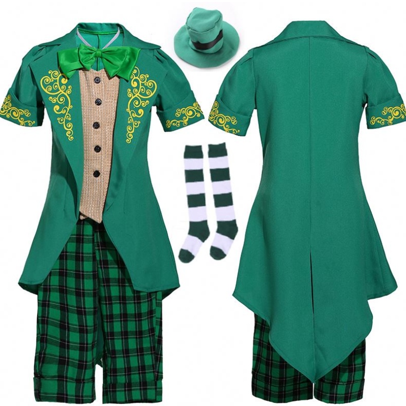 Děti Halloween Irish Elf Performance Uniform Outfit St. Patrick \\'s Day Girl Leprechaun kostým DGHC-089