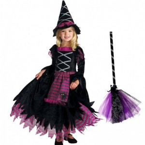 Novénápadyna produkty 2022 Halloween Deluxe Party Fairytale Witch Costém pro dívky s čarodějnicí klobouk HCVM-007
