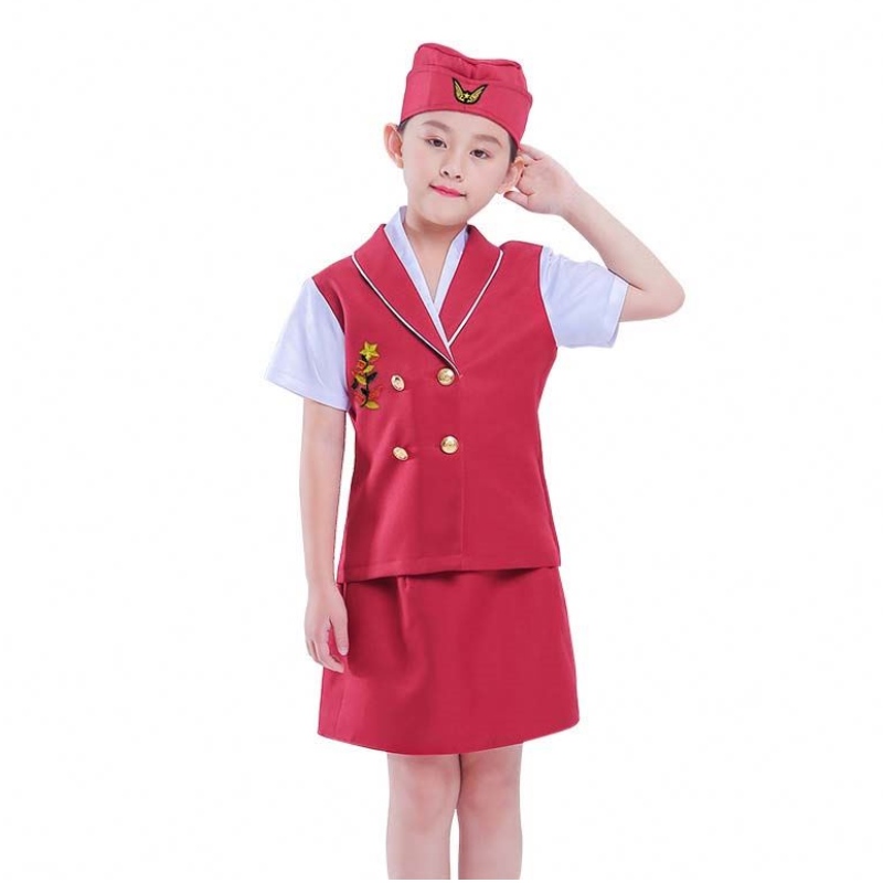 Karneval Party Costume Kids Girls Halloween Flight Attendant Airline Leterdička kostým HCBC-023