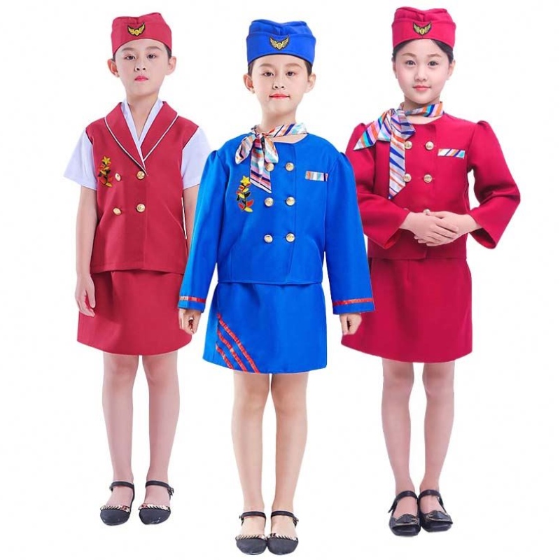 Karneval Party Costume Kids Girls Halloween Flight Attendant Airline Leterdička kostým HCBC-023