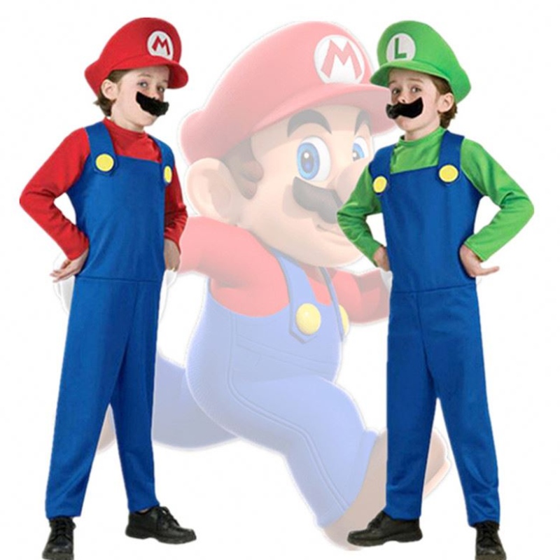 4-12y dítě super mari bros cosplay kombinéza oblek chlapec dívka halloween anime fantasy romper luigi bratři šaty kostým