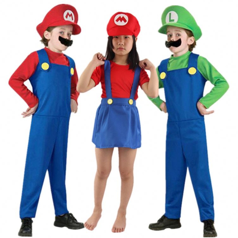 4-12y dítě super mari bros cosplay kombinéza oblek chlapec dívka halloween anime fantasy romper luigi bratři šaty kostým