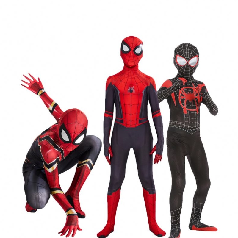 Vysoce kvalitní kostým Spiderman Fancy Dress Adult and Kid Halloween kostým Red Black Spandex 3D cosplay oblečení