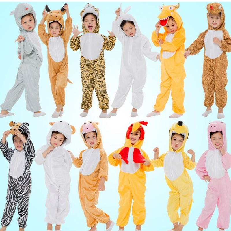 Dětské zvířecí kostýmy mateřské školy dinosaurus oblečení kostým Piggy Frog Rabbit Tiger Rat Cow Performance