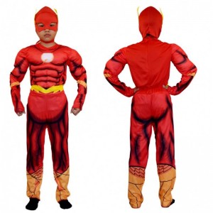 Boy \\\\\'s Deluxe Flash Costume Fancy Dress Kids Comics Movie Carnival Party Halloween Flashman Cosplay Cosplays