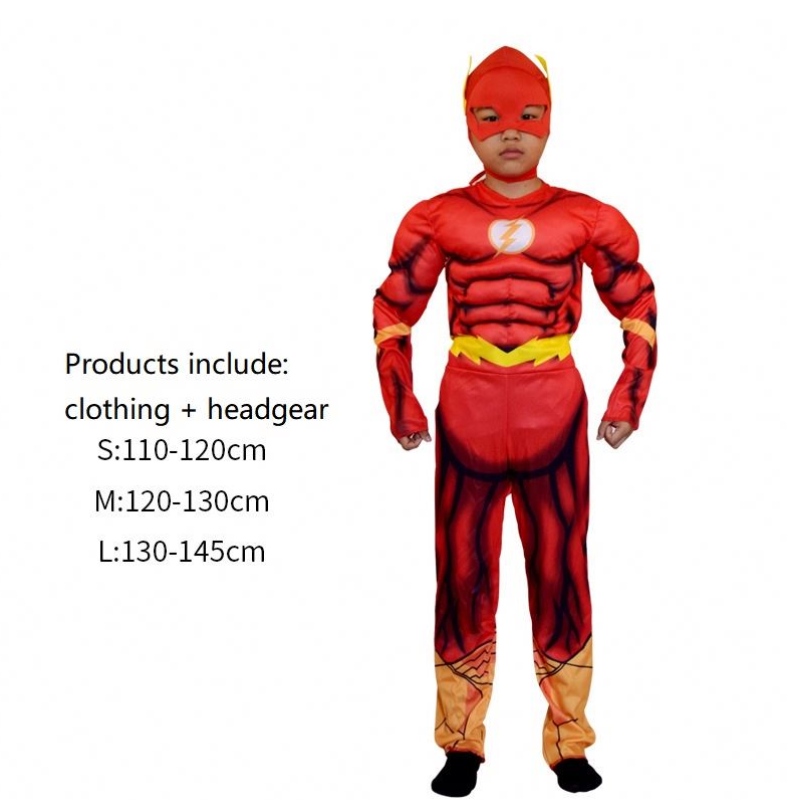 Boy \\'s Deluxe Flash Costume Fancy Dress Kids Comics Movie Carnival Party Halloween Flashman Cosplay Cosplays