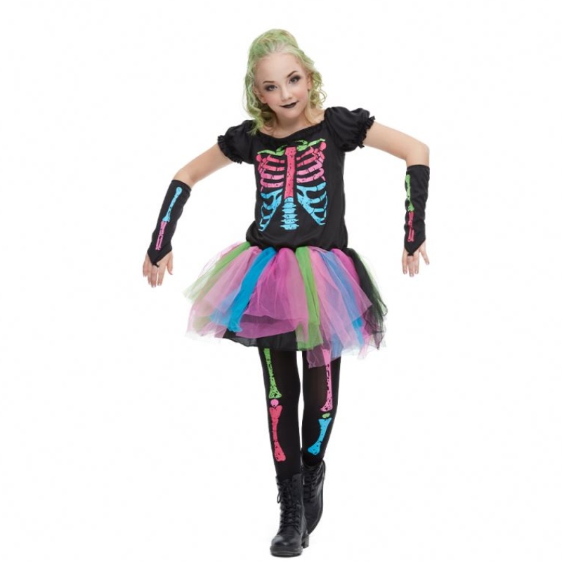 2021 Nový příchod kostým dívky batole funky punky kosti kostým Halloween kostým pro děti