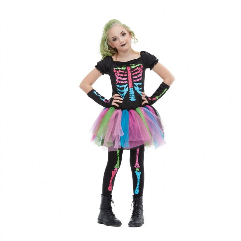 2021 Nový příchod kostým dívky batole funky punky kosti kostým Halloween kostým pro děti