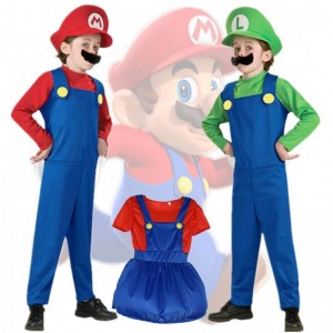 Dítě super mari bros cosplay kombinéza oblek chlapec dívka halloween anime fantasy romper luigi bratři šaty kostým