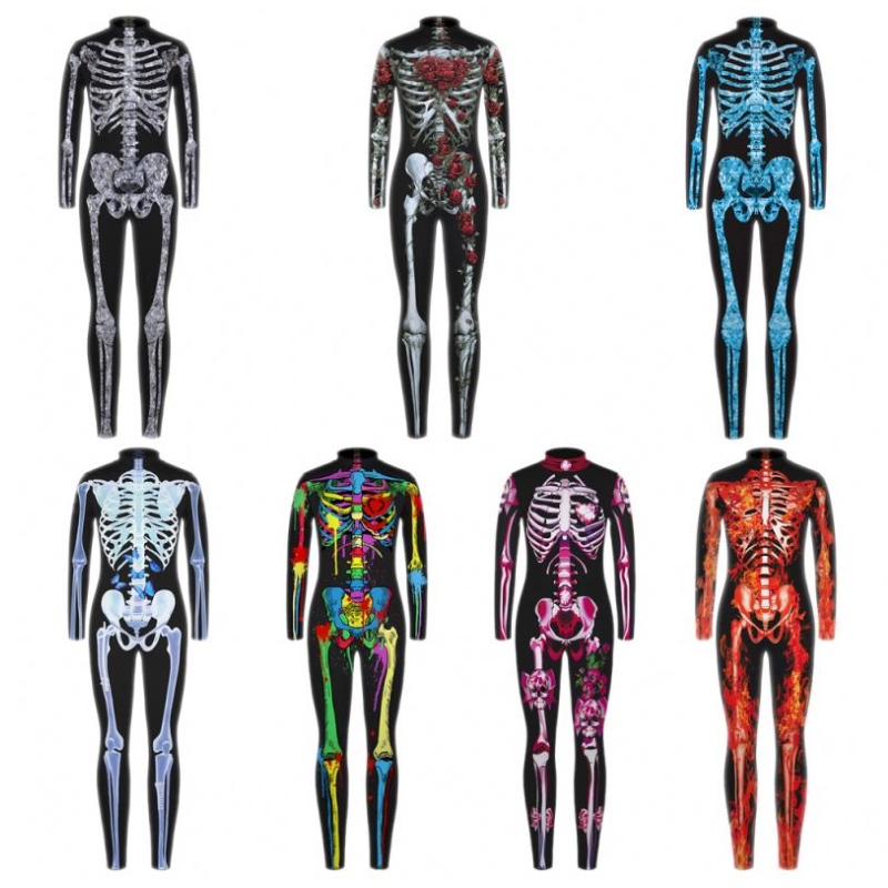 Halloween Scary Cosplay Costys for Kids Skeleton Bodyit ďábel Vampire Carnival Party Oděv lebka šaty