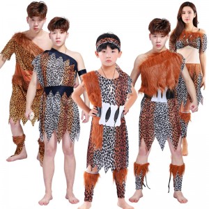 Hot Sale Adult Halloween cosplay African Primitive Wild Man Costume Children\'s Indian Savages Performance Costume