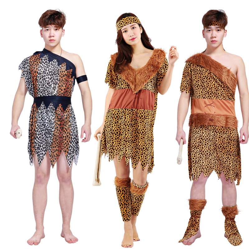 Hot Sale Adult Halloween cosplay African Primitive Wild Man Costume Children's Indian Savages Performance Costume