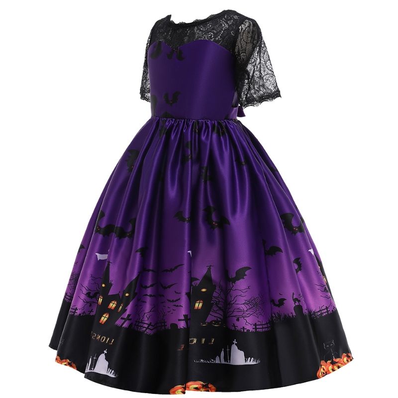 2022 Děti \\ Bat Ghost Cartoon Print Dress Halloween kostým pro děti