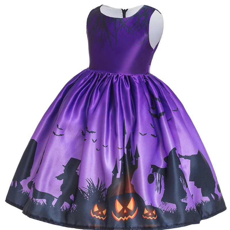 Dětská oblečení Print Halloween Princess šaty pro Halloween