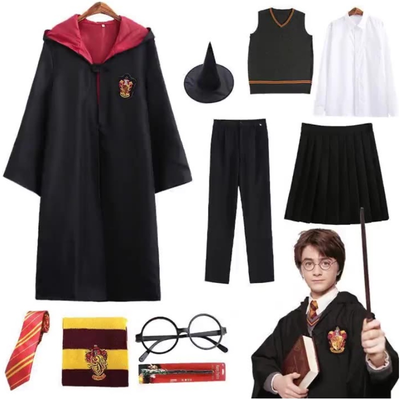 2022 Hot Prodej Harry Cosplay Costume Kids a Adult Potter Robe pro kostýmy Halloween Party