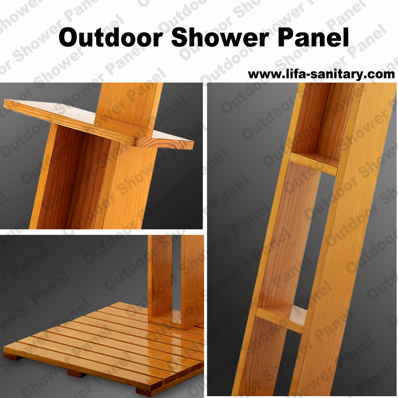 Venkovní sprchový panel CF5010, Dřevěný venkovní sprchový panel, Zahradní sprchový panel, Volně stojící venkovní sprchový panel