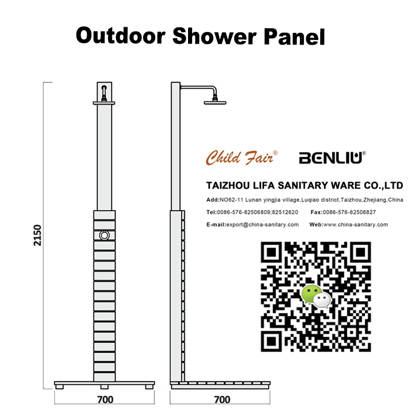 venkovní sprchový panel CF5003, dřevěný venkovní sprchový panel, zahradní sprchový panel, volně stojící venkovní sprchový panel