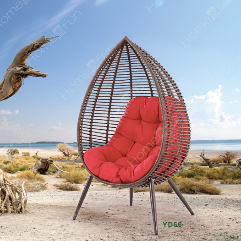 2022 Továrna velkoobchodní vysoce kvalitní terasa houpačka venkovní nábytek vajíčko židle volný proutěný ratanový židle s polštářem a tyčí
