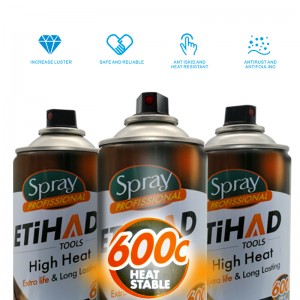 600 Celsia s vysokou teplotou černá a stříbrná barva aerosol sprej barva vysoká tepelně odolná akrylová sprejová barva pro kamna BBQ