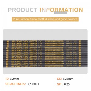 Elongarrow 32inches 3,2 mm vysoký modul uhlíkové vlákno Šipky pro lukostřelce