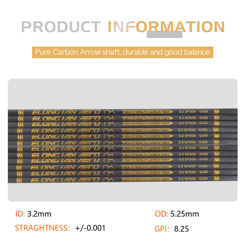 Elongarrow 32inches 3,2 mm vysoký modul uhlíkové vlákno Šipky pro lukostřelce