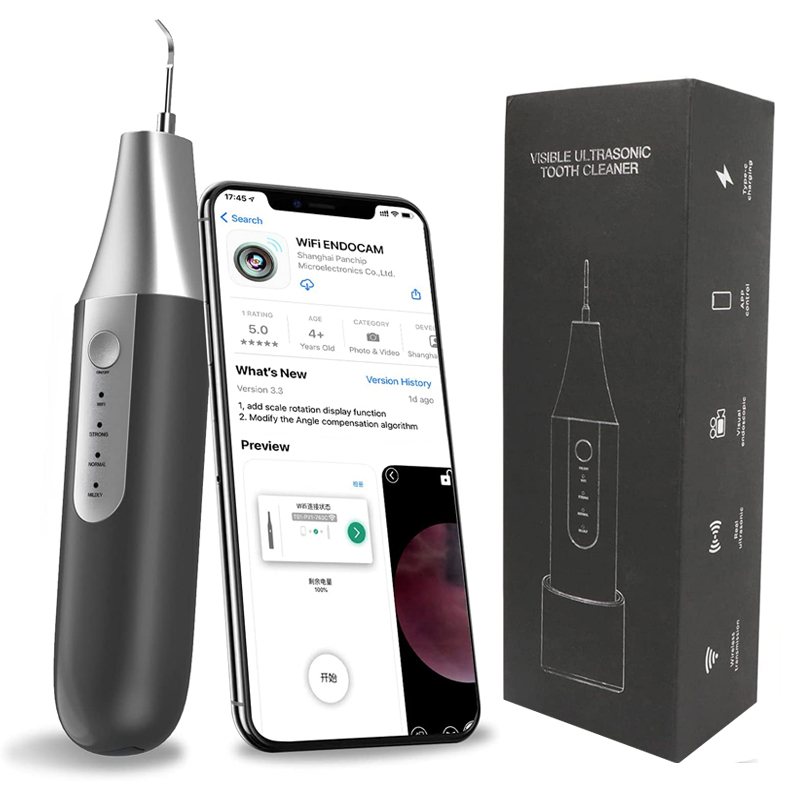 Linkable Wi Fi Viditelný ultrazvukový čistič zubů - Dentální čisticí sada pro dospělé dentální dentální plak, aplikace pro iPhone a Android