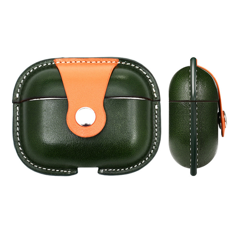 Nové Apple AirPods Pro2 Procective Case, vojenské zelené barvy odpovídající telecí integrované ochranné pouzdro, Bluetoothnáhlavní soupravy, kožená pouzdro odolné vůle odolné vůle