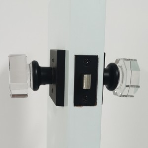 S2603 Clear Glass Crystal Door Knobs Interiér, Octagon Thave Privacy Door Knobs pro ložnici/bathroom, matná černá