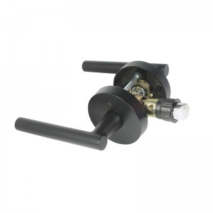 R7506 Páka černých dveří s moderním moderním štíhlým kulatým designem pro domácí ložnicinebo koupelnu soukromí, bezklíčový zámek dveří