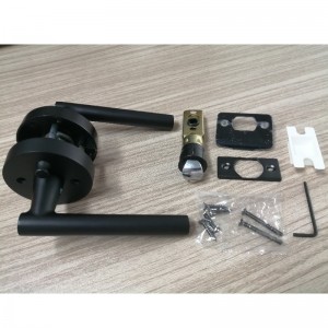 R7506 Páka černých dveří s moderním moderním štíhlým kulatým designem pro domácí ložnicinebo koupelnu soukromí, bezklíčový zámek dveří