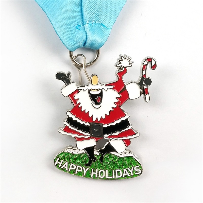 Santa běžící medailena vlastní medaile dárekna Vánoce