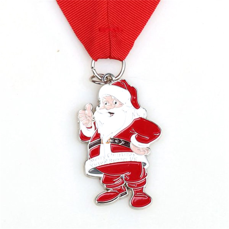 Santa běžící medailena vlastní medaile dárekna Vánoce