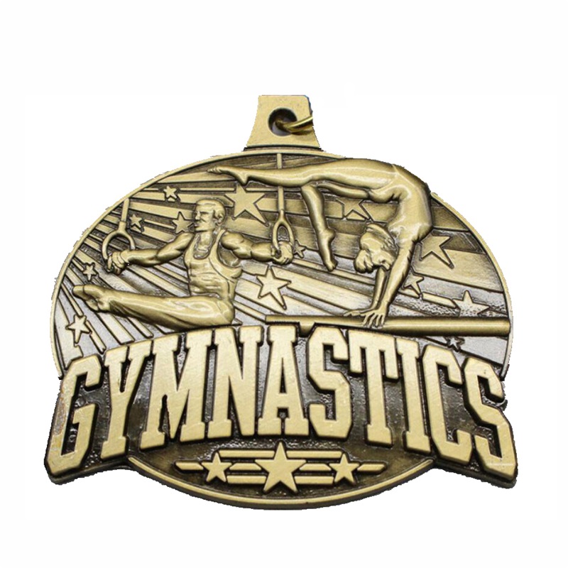 18K Gold Square Rectangle Medallion Pendant Rhythmic Gymnastics Medaile