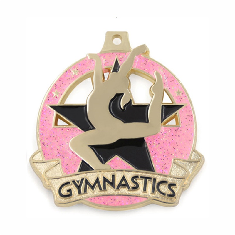 Vlastní medaile smalt 18K Gold Square Square Rectangle Medallion Přívěsek Medaile Gymnastika