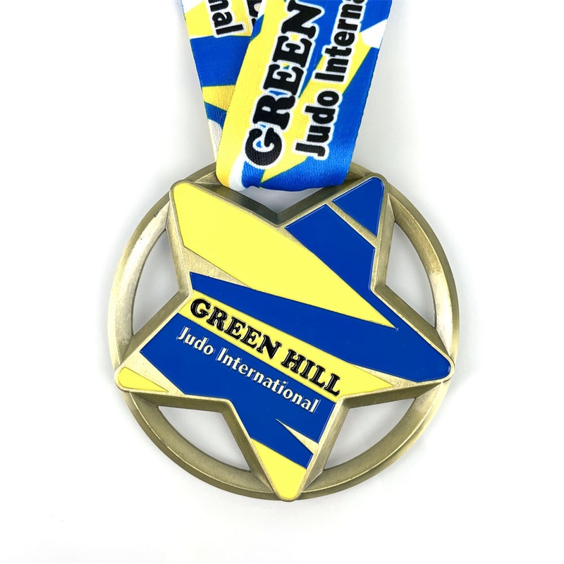 Barva 3D medaile smaltovaného smaltu Zlaté stříbrné medaile Bronzové Medaile Sportovní medaile a stuha