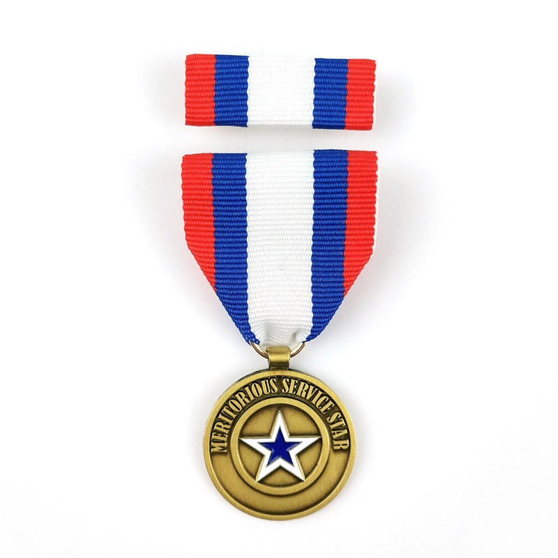 Custom 3D Gold Ploted Antique Bronze Campaign Honor Medaile s krátkou stuhou