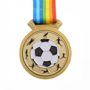 Gag Design Metal 3D Logo Fotbal Soccer Race Sports Gold Award Medaile Factory Custom Medaile With Ribbon
