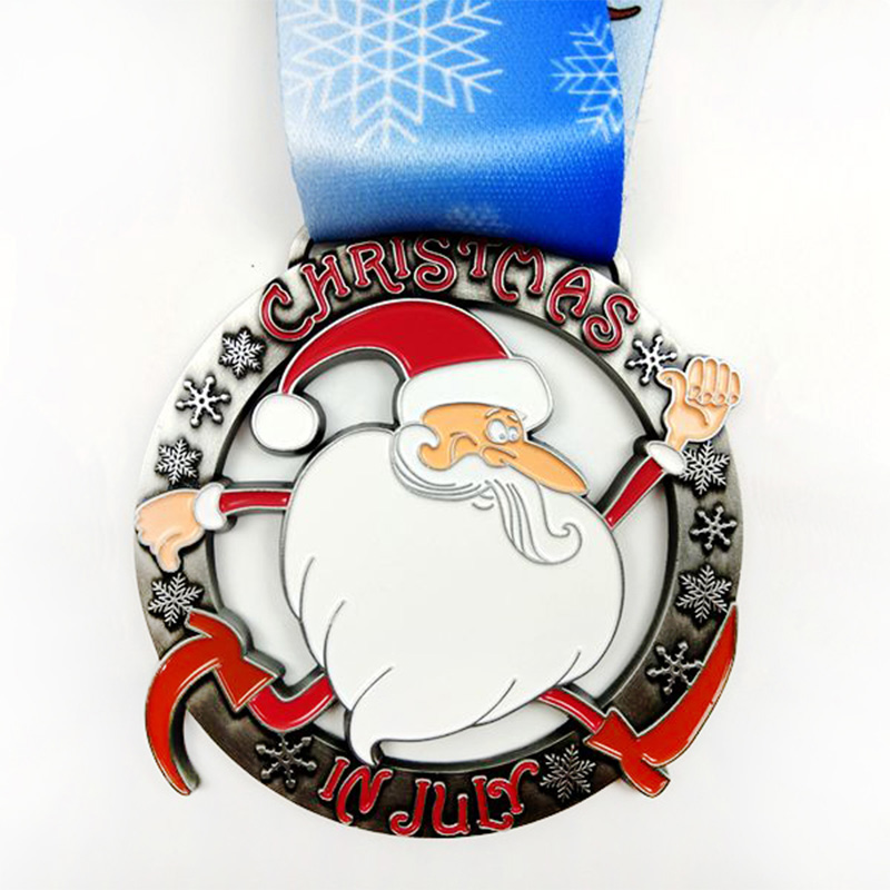 Santa běžící medaile křesťanská medaile dárková metalová hvězda cena