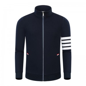 Jaro a podzim Nová čtyřbarená bavlněná móda příležitostná malá stojana Malá límec muži a ženský zip s dlouhým rukávem Cardigan Coat