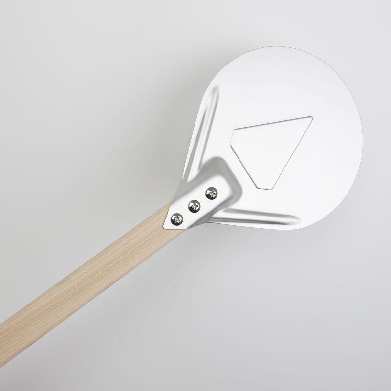 Dřevěná rukojeť 7 palců hliníkového pizzy otáčení peel pizza Turner Round Pizza Spatula Spatula Pizza Oven Accessories