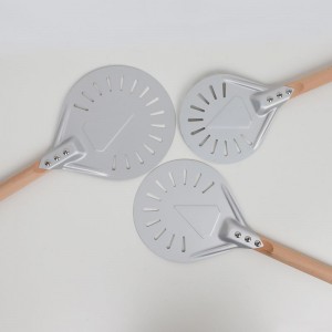Dřevěná rukojeť 7 palců 8 palců 9 palců Perforovaná hliníková pizza Turning Peel Pizza Turner Round Pizza Spatula Spatula Oven Accessories