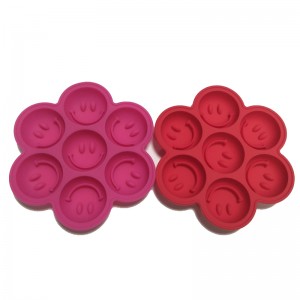 Molde Redondo de Silicona Para Cubitos de Hielo, Con 7 Oriciosios, Con Rejilla de Hielo, Cara Sonriente Creativa