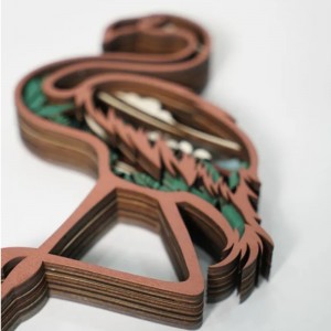 3D Flamingo dřevěná dekorace artefaktu