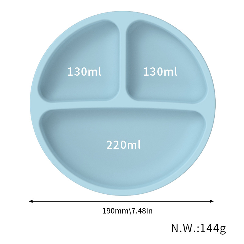 Silikonový dětský talíř pro přísavekna talíř Integrovaný kompartmentalizovaný silikonový talíř
